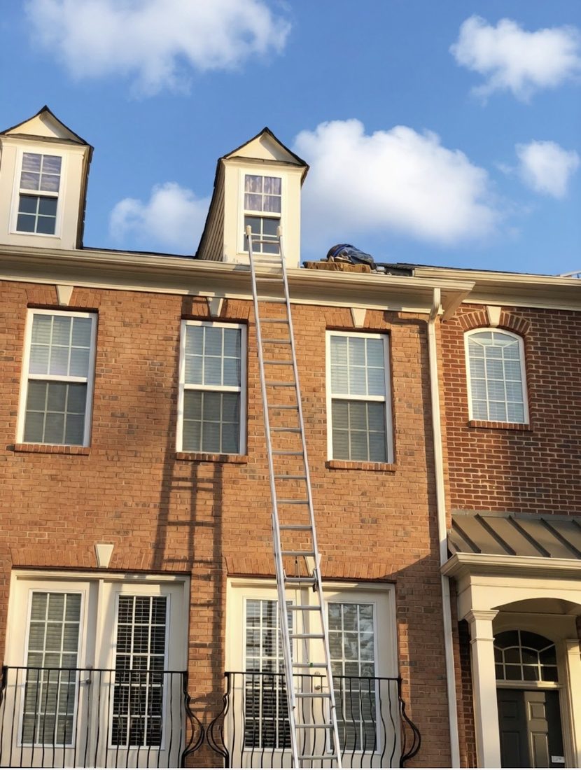 Roofing project on a multi-unit brick building in the Atlanta area